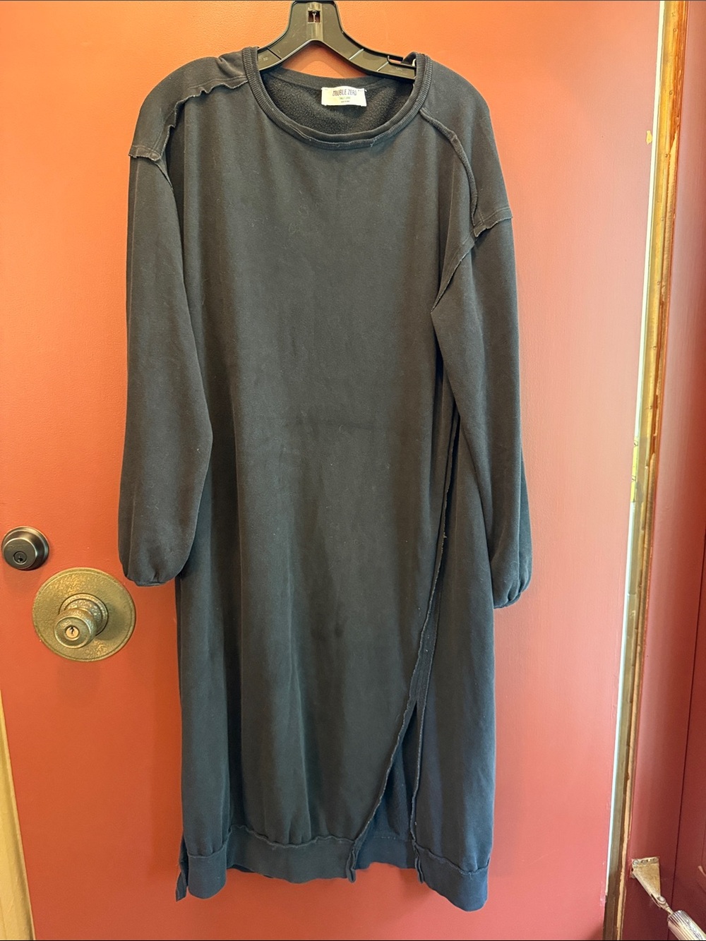 Double Zero Black Long-Sleeve Sweatshirt Dress